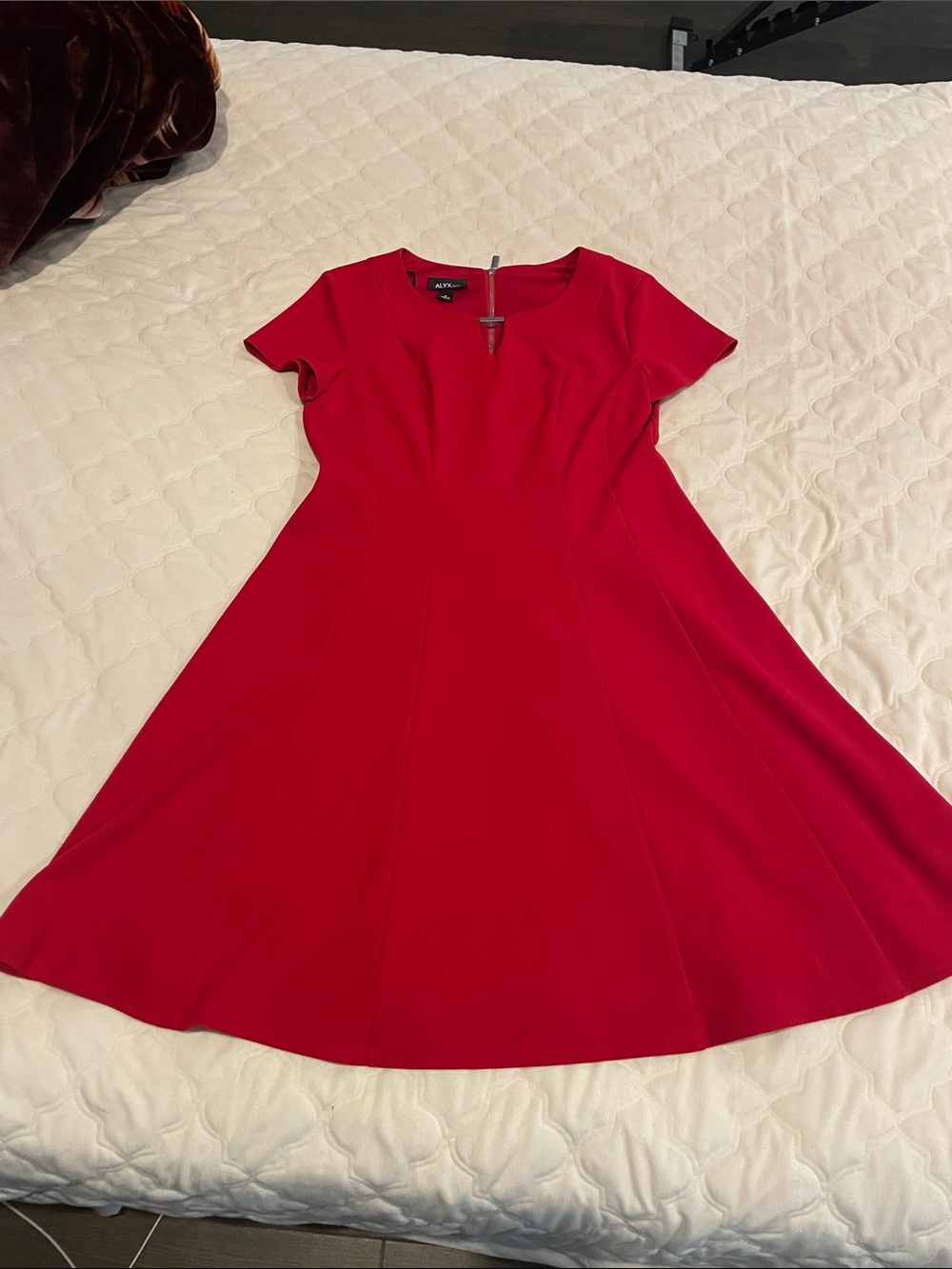 Alyx Red Asymmetrical A-Line Short Sleeve Dress